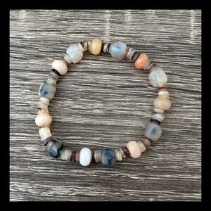 Handcrafted dragon vein agate peach aventurine abalone shell bracelet wanderlust